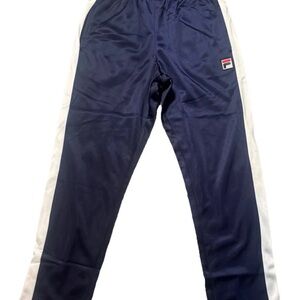 FILA Settanta Track Pant Kids S Navy Zip Ankle Side Stripe Athletic Sports